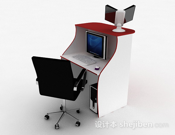 免费简约书桌椅3d模型下载