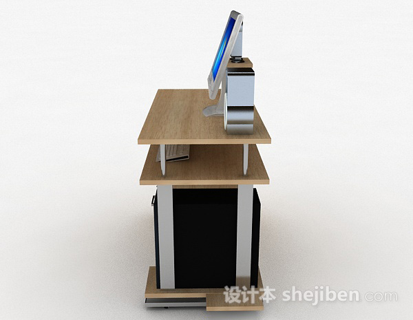 设计本木质电脑书桌3d模型下载