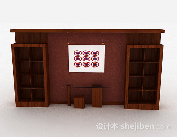 现代风格现代风格枣红色木质电视储物柜3d模型下载