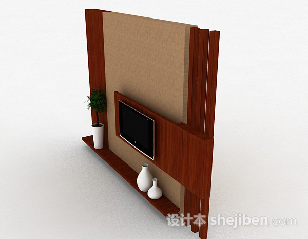 免费现代风格个性化木质电视柜3d模型下载
