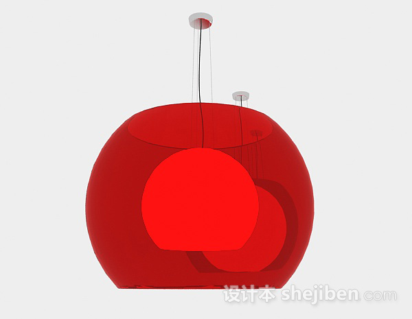 设计本红色吊灯3d模型下载