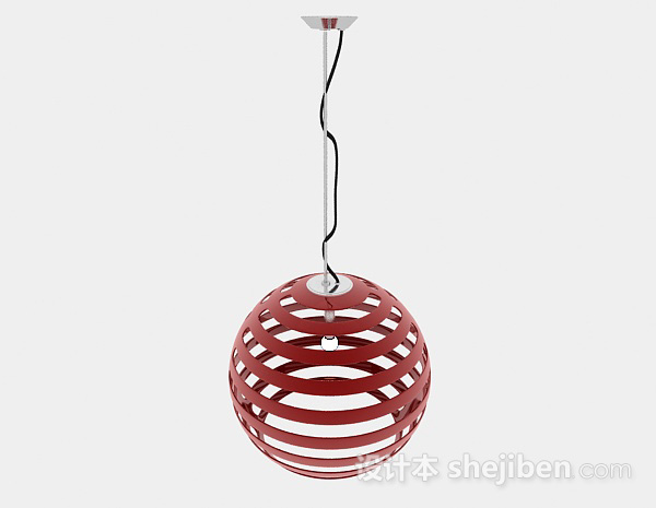 红色时尚球形吊灯3d模型下载