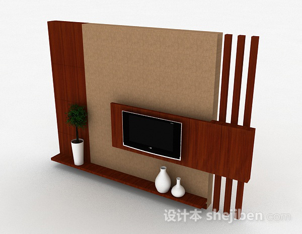 现代风格现代风格个性化木质电视柜3d模型下载