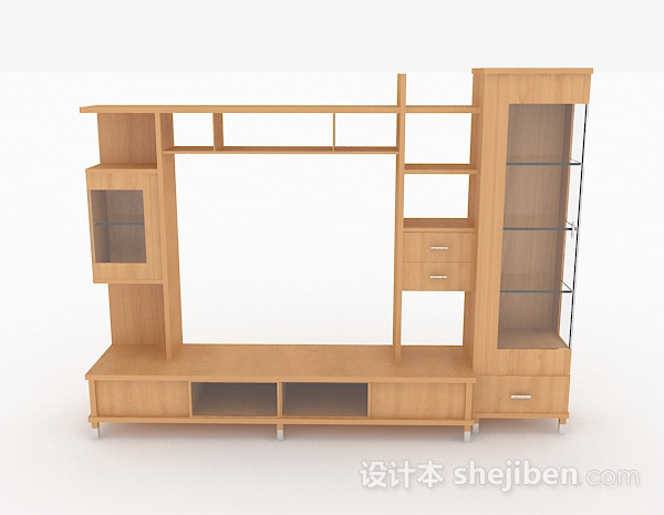现代风格木质家居电视柜3d模型下载