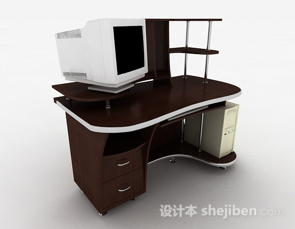 办公电脑桌3d模型下载