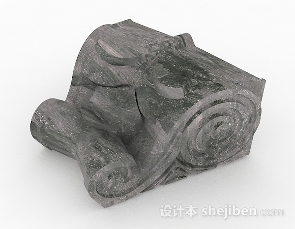 免费中式风格石质雕塑品3d模型下载