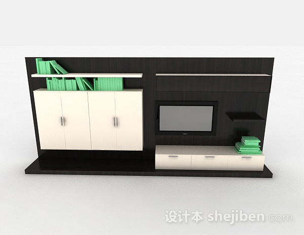 现代风格白色创意木质组合电视柜3d模型下载