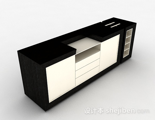 黑色木质电视柜3d模型下载