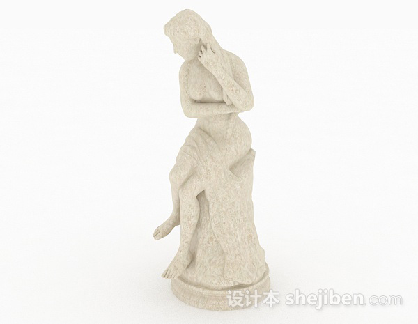 欧式风格欧式风格白色石膏雕塑美女摆件3d模型下载