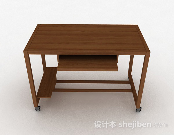 现代风格棕色简约木质书桌3d模型下载