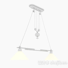 现代风格白色金属吊灯3d模型下载