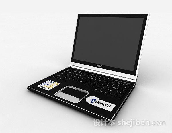 现代风格黑色笔记本电脑3d模型下载