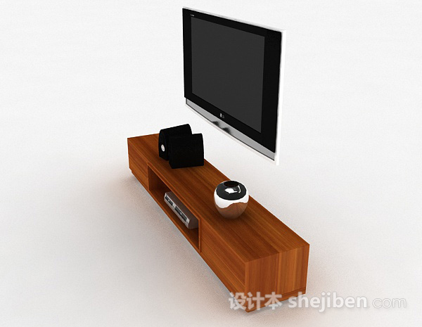 设计本现代风格棕色长款电视柜3d模型下载