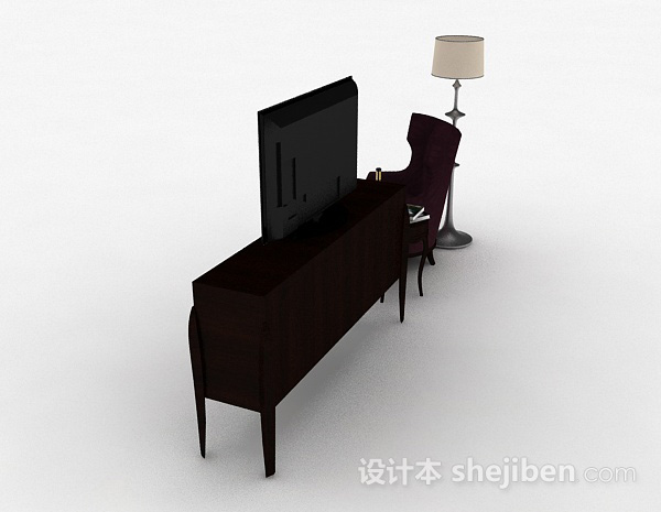 设计本欧式风格黑色组合电视柜3d模型下载
