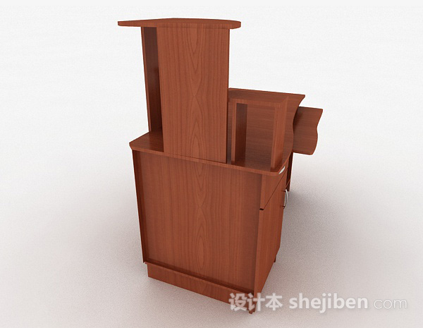 设计本棕色木质办公桌3d模型下载