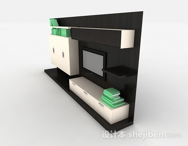设计本白色创意木质组合电视柜3d模型下载