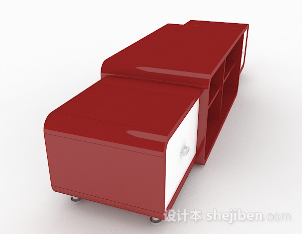 设计本红色家居电视柜3d模型下载