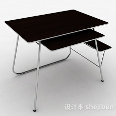 简约棕色书桌3d模型下载