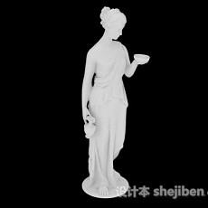 欧式风格白色妇女雕刻摆设品3d模型下载