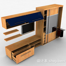 木质黄色电视柜3d模型下载
