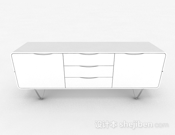 现代风格白色木质电视柜3d模型下载