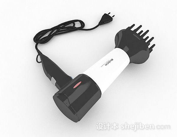 设计本现代风格黑白双色电吹风3d模型下载