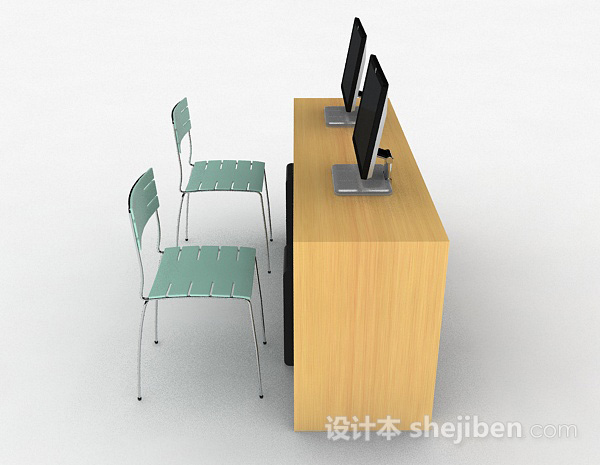 设计本简约办公桌椅组合3d模型下载