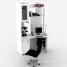 白色书桌柜3d模型下载