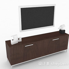 棕色木质电视柜3d模型下载