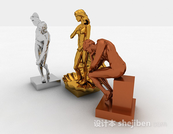 欧式风格欧式风格金属雕塑人物3d模型下载