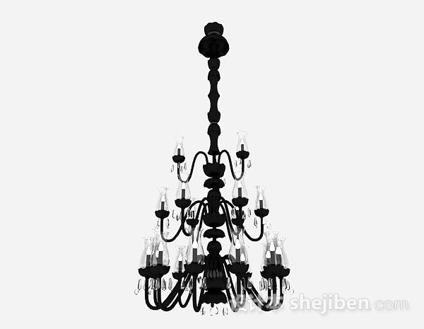 欧式风格黑色三层烛台状吊灯