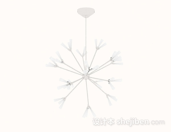 现代风格白色雪花状吊灯3d模型下载