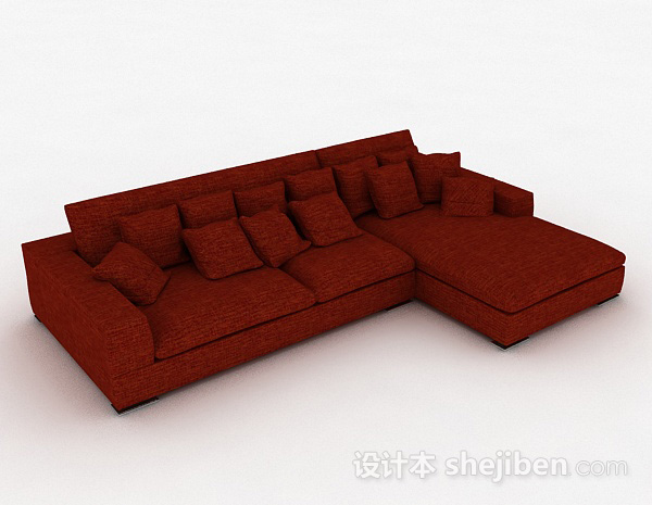 红色多人沙发3d模型下载