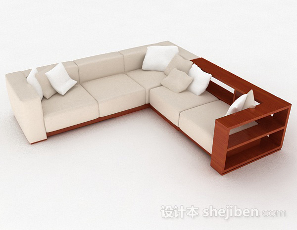免费白色简约多人沙发3d模型下载