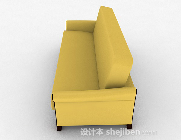 免费黄色休闲多人沙发3d模型下载