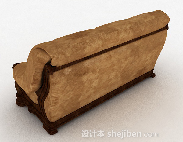 设计本欧式棕色双人沙发3d模型下载