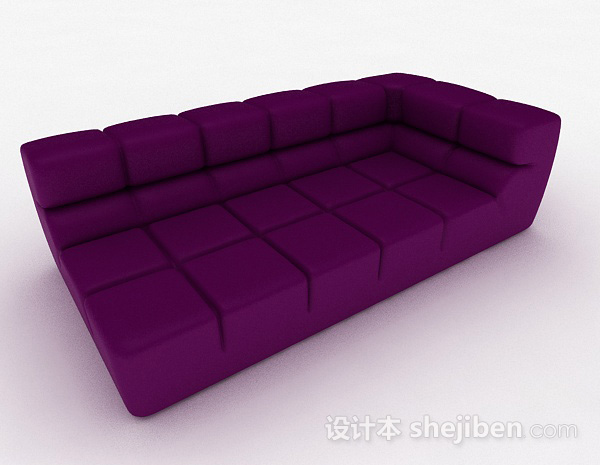 免费紫色双人沙发3d模型下载