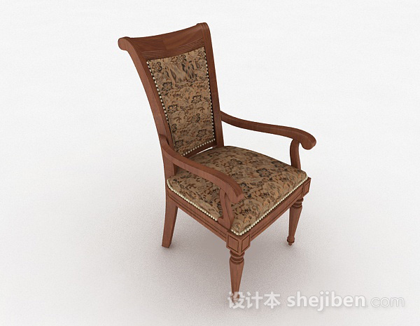 免费欧式花纹木质家居椅3d模型下载