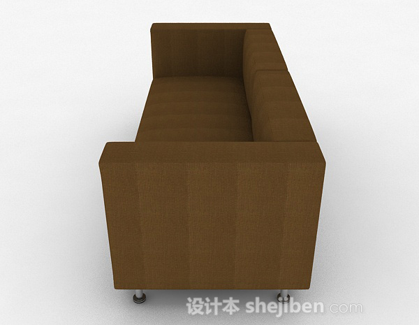 设计本棕色简约双人沙发3d模型下载