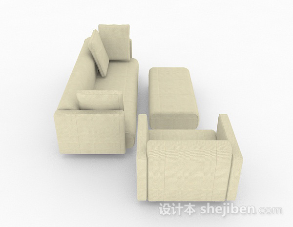 设计本浅绿色组合沙发3d模型下载