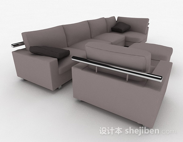 设计本灰色简约组合沙发3d模型下载