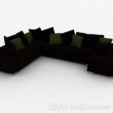 深棕色多人沙发3d模型下载