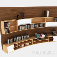 简约木质书柜3d模型下载