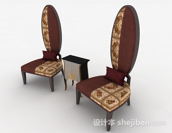 现代风格红色单人沙发组合3d模型下载