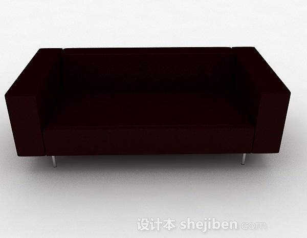 现代风格暗红色简约双人沙发3d模型下载