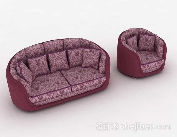 花纹红色组合沙发3d模型下载