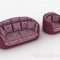 花纹红色组合沙发3d模型下载