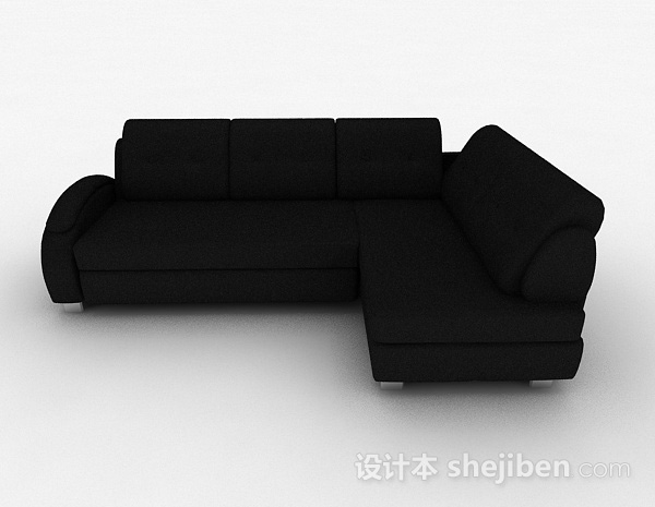 免费黑色简约多人沙发3d模型下载