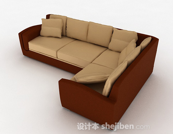 现代风格简约家居棕色多人沙发3d模型下载