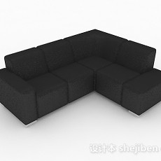 家居简约黑色多人沙发3d模型下载